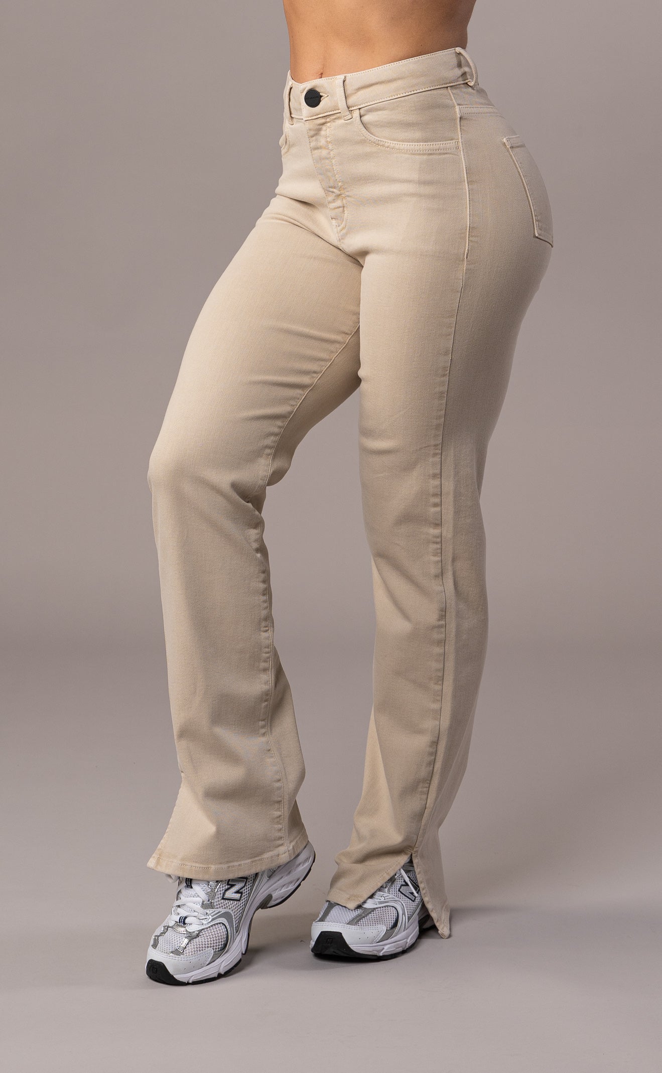 Womens Pastel Straight Leg Fit Jeans - Sand