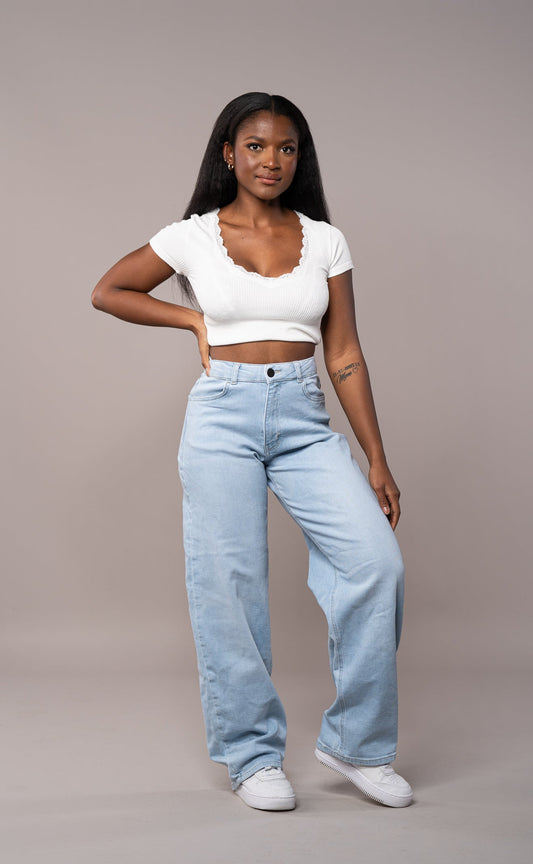 Womens Baggy Fit Jeans - Vintage Blue