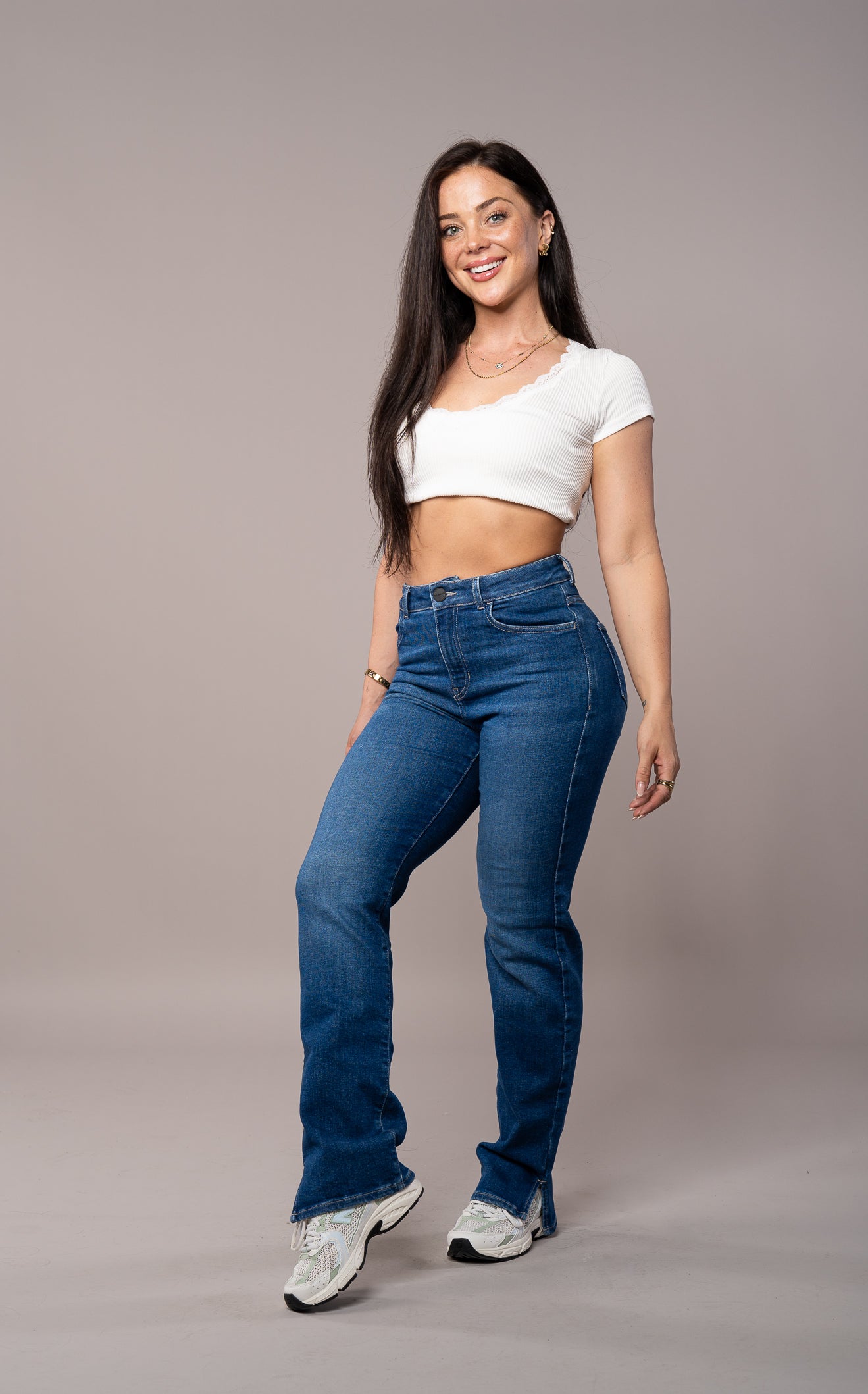 Damen Jeans mit geradem Beinschnitt - Saphirblau