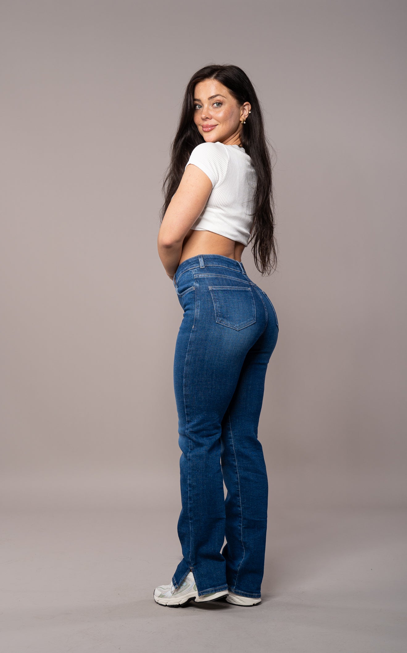 Damen Jeans mit geradem Beinschnitt - Saphirblau