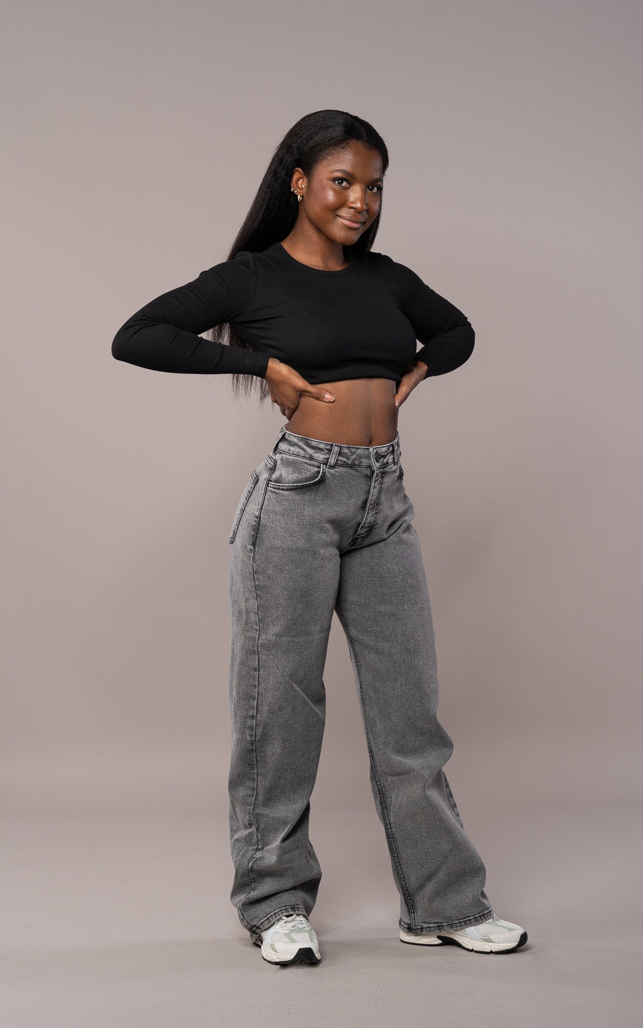Baggy Fit Jeans für Damen - Heavy Washed Grey