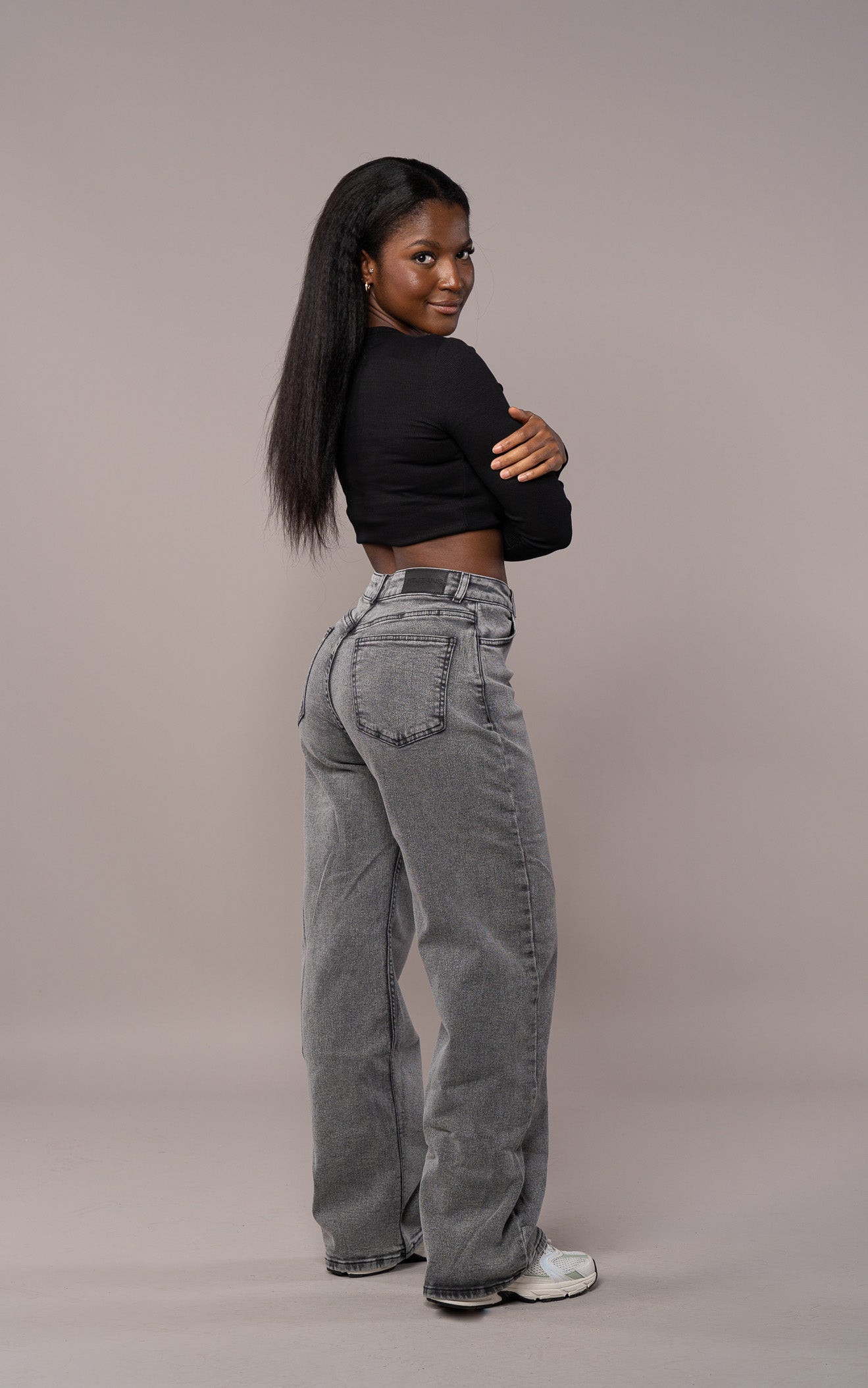 Baggy Fit Jeans für Damen - Heavy Washed Grey