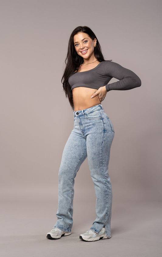 Womens Straight Leg Fit Jeans - 80s Blue
