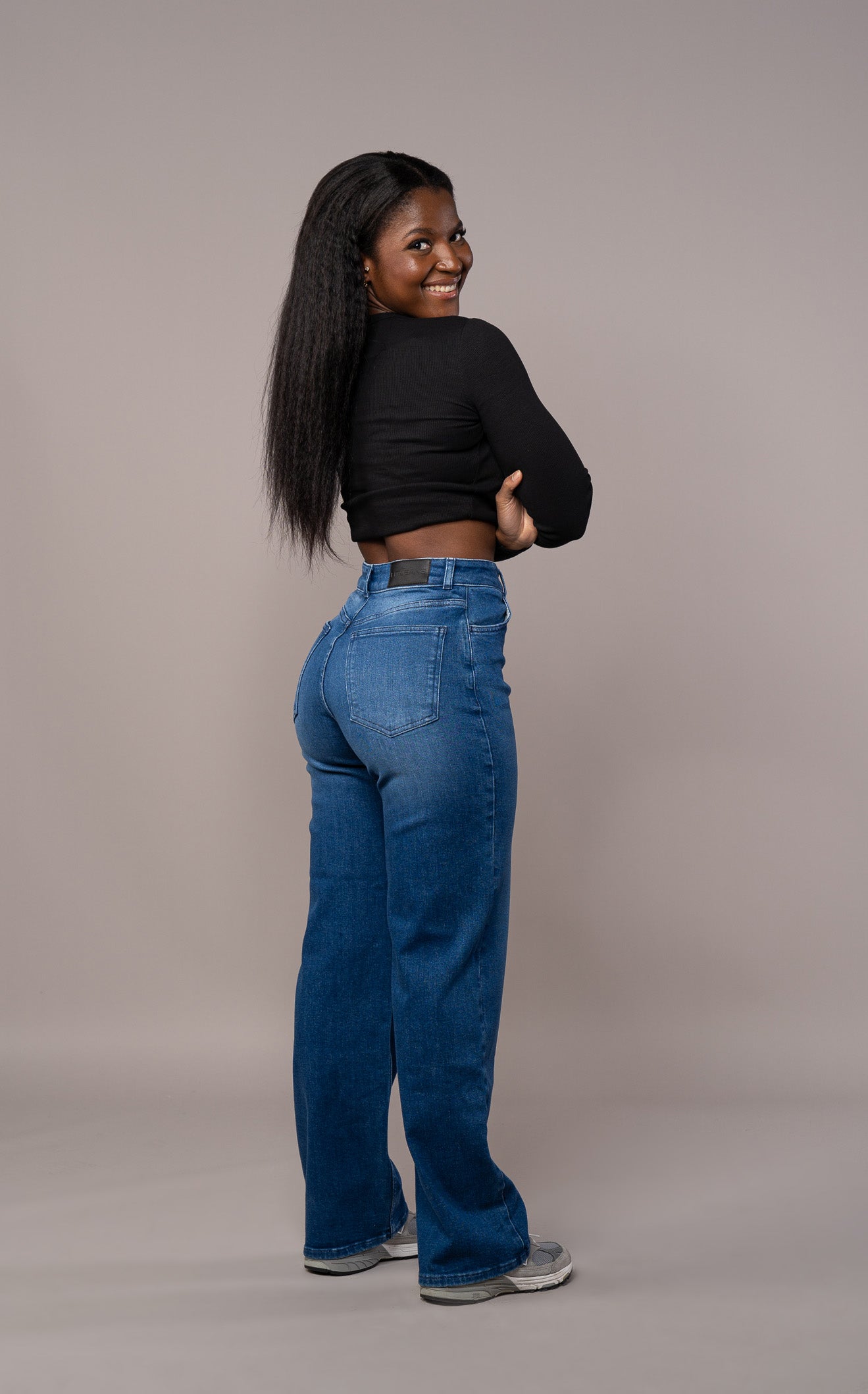 Damen Baggy Fit Jeans - Azurblau