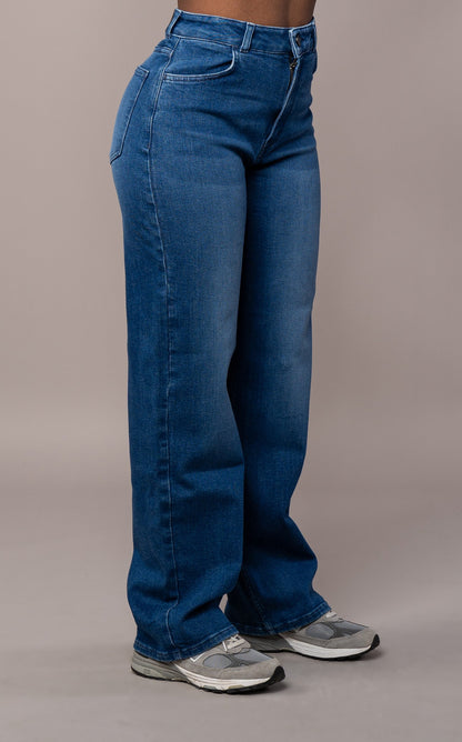 Damen Baggy Fit Jeans - Azurblau