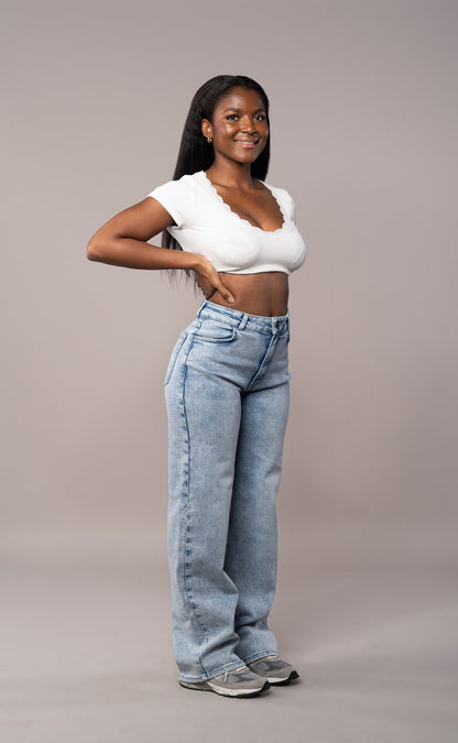 Womens Baggy Fit Jeans - 80s Blue 