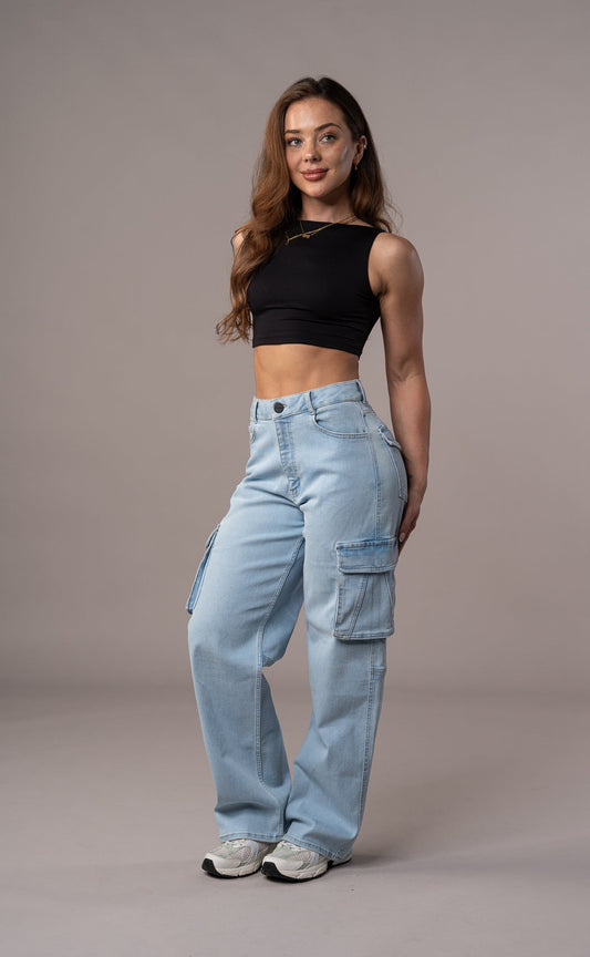 Womens Cargo Fit Jeans - Vintage Blue