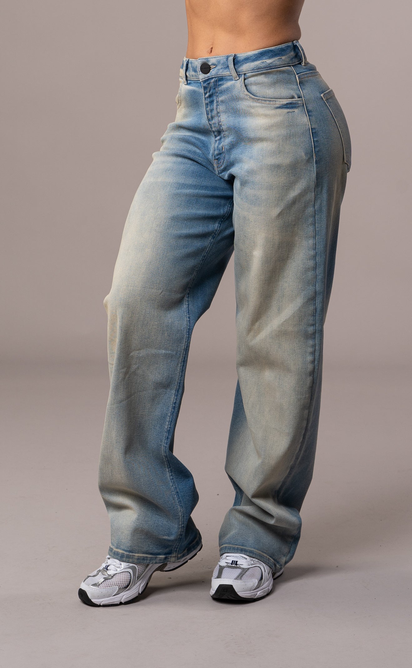 Damen Baggy Fit Jeans - Verzerrtes Blau