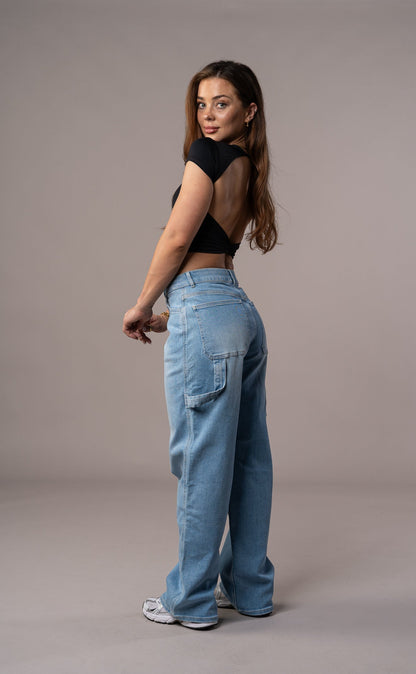 Damen Carpenter Fit Jeans - Arctic Hellblau