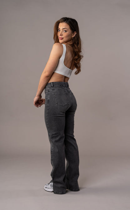 Damen Jeans mit geradem Bein - Grau