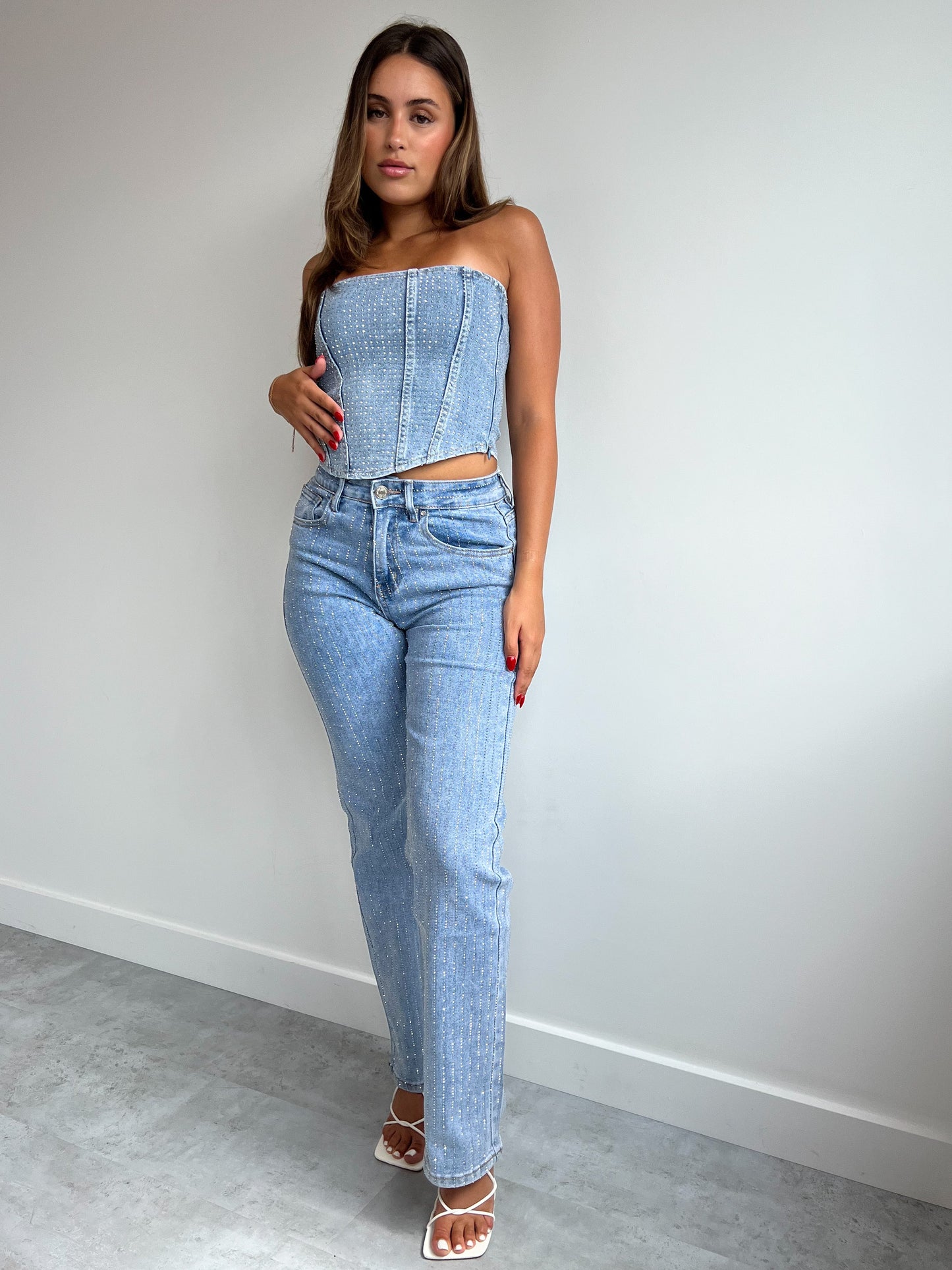EXCLUSIVE STRETCH RHINESTONE JEANS