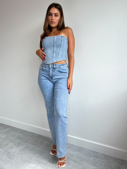 EXCLUSIVE STRETCH RHINESTONE JEANS