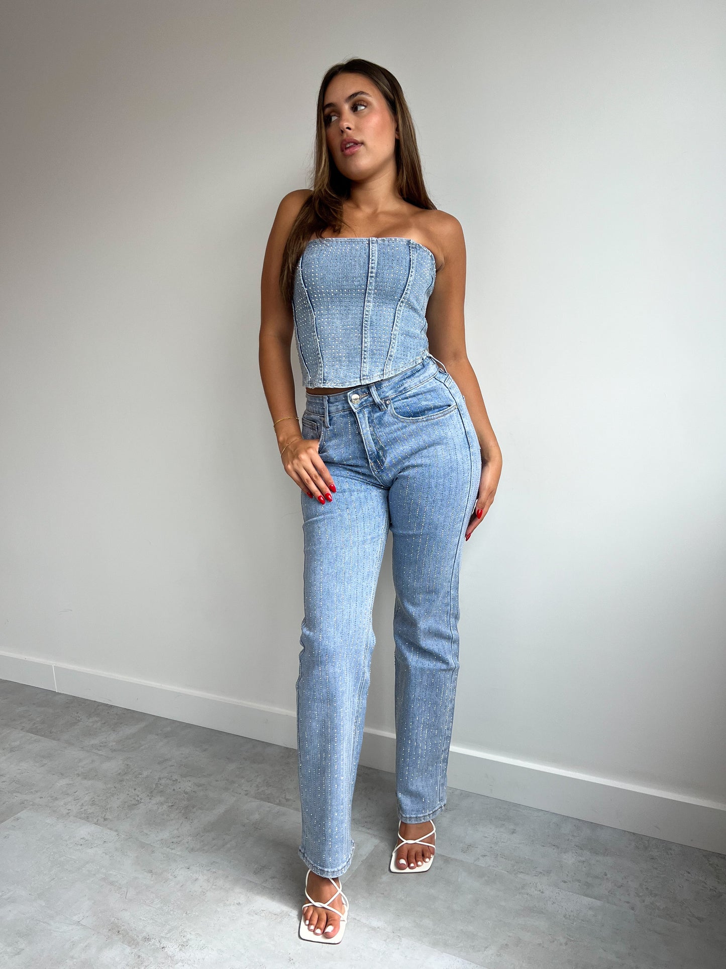 EXCLUSIVE STRETCH RHINESTONE JEANS